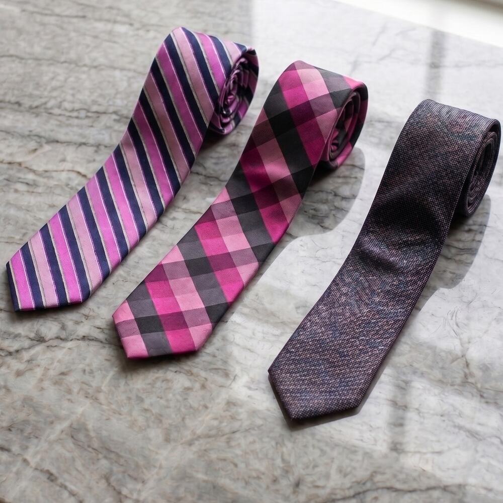 Lot of 3 Mens Neck Ties Egara J. Ferrar and Pierre Cardin 2.75" Wide